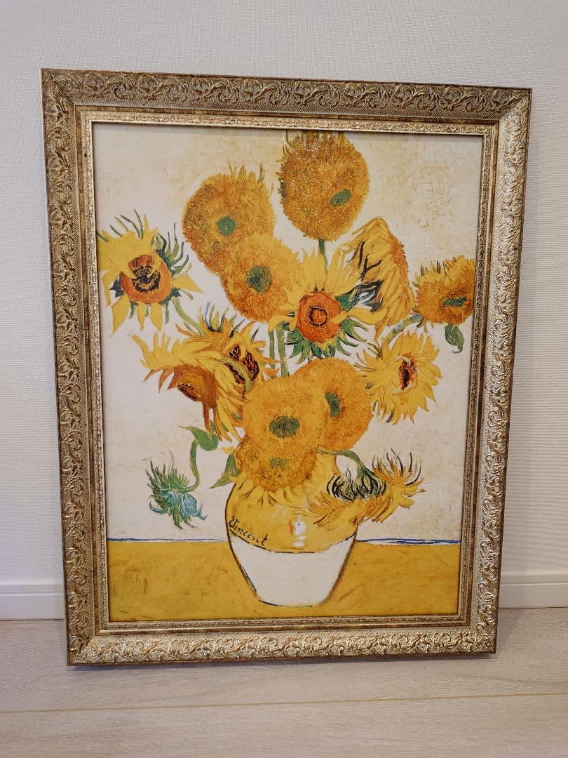 美品★ゴッホひまわり（大） 油彩画 74×59