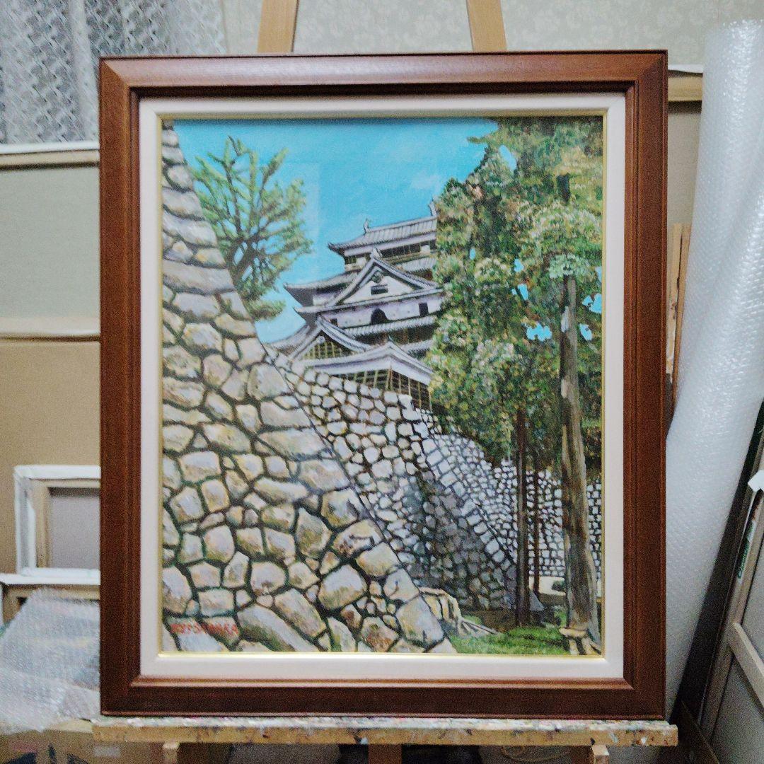 絵画、初夏の松江城、F12号のアクリル画、佐原聖春