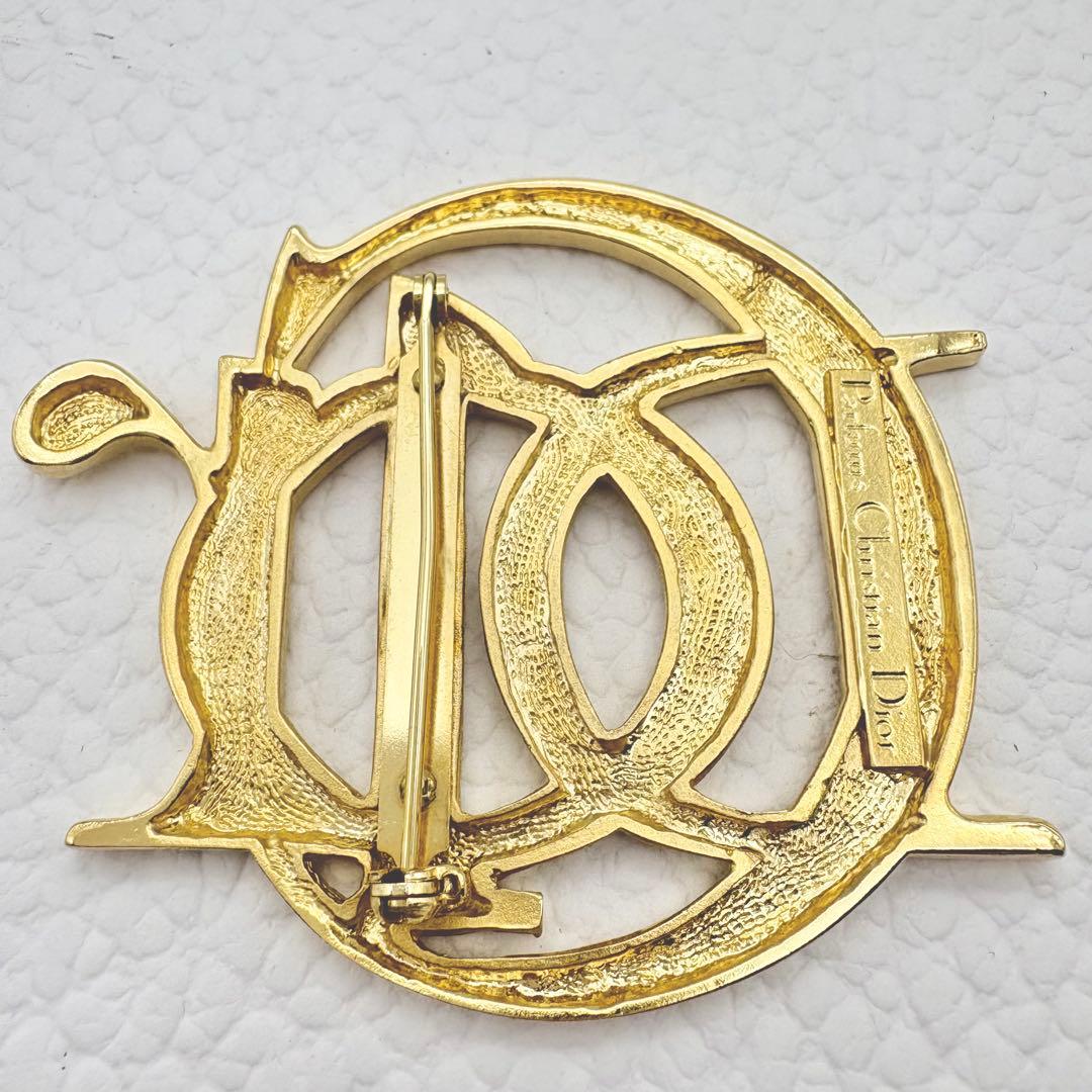 極美品 ディオール ブローチ エンブレム ロゴ ゴールド