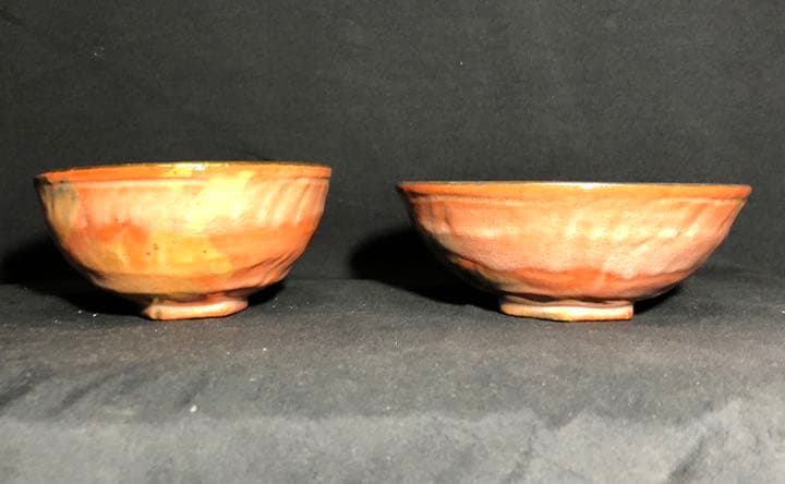 【茶道具】前大徳寺大橋香林書箱 昭楽作 蓬莱茶碗 赤楽茶碗 一双  茶碗A303