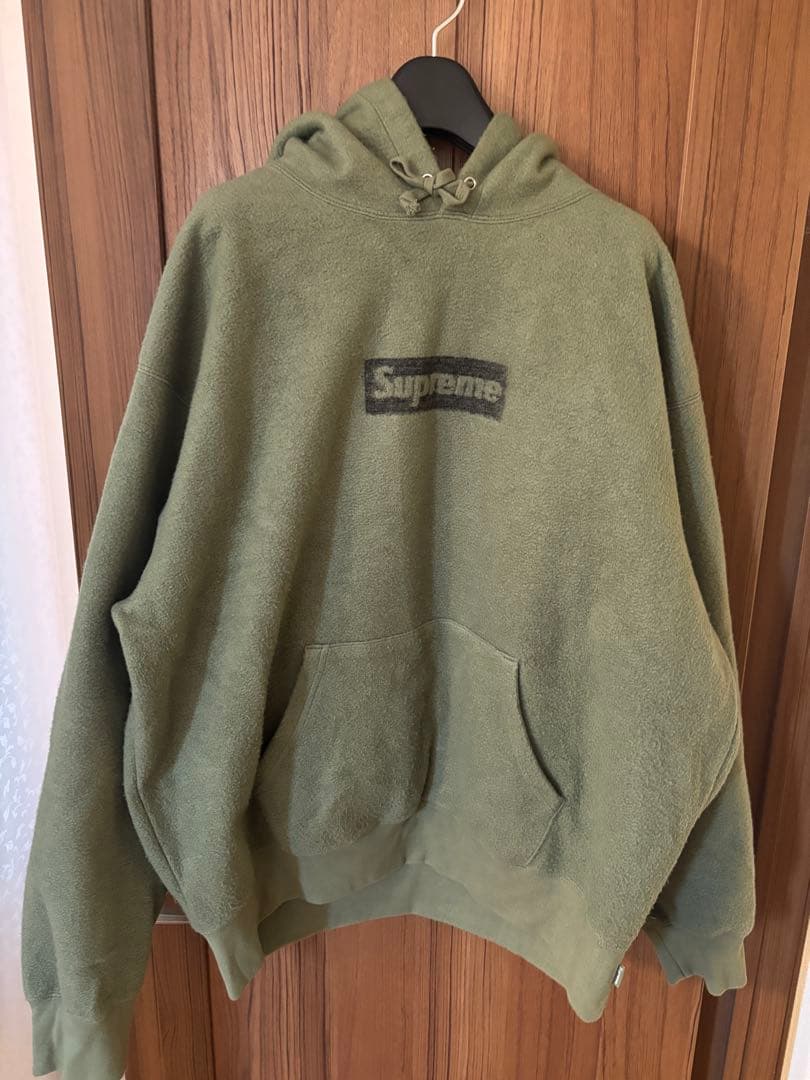 Supreme ボックスロゴ　インサイドアウトパーカー オリーブグリーン　L