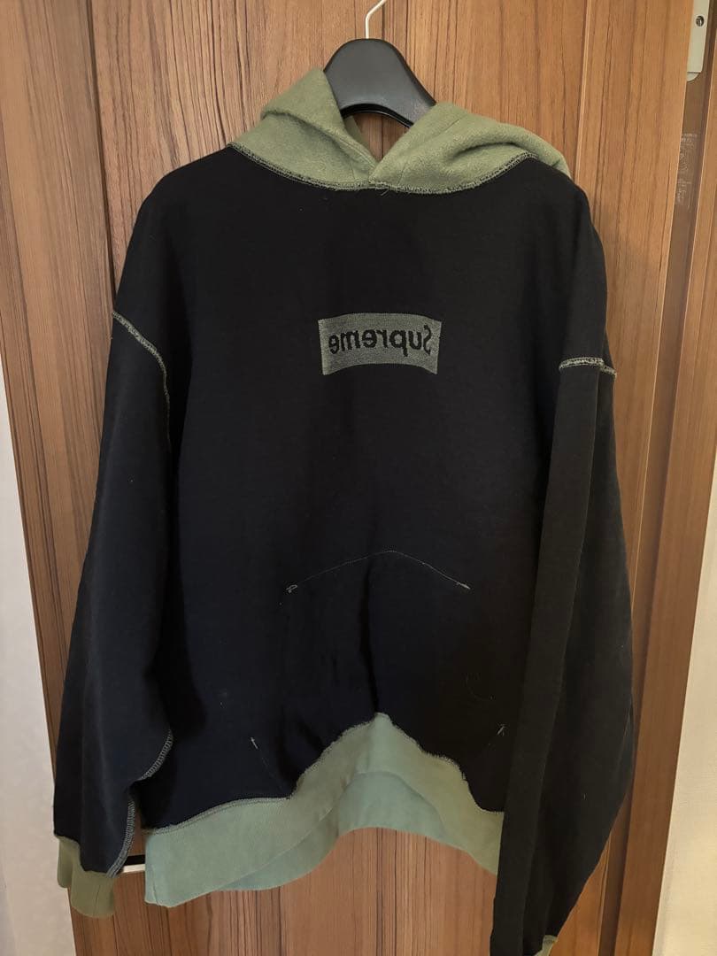 Supreme ボックスロゴ　インサイドアウトパーカー オリーブグリーン　L