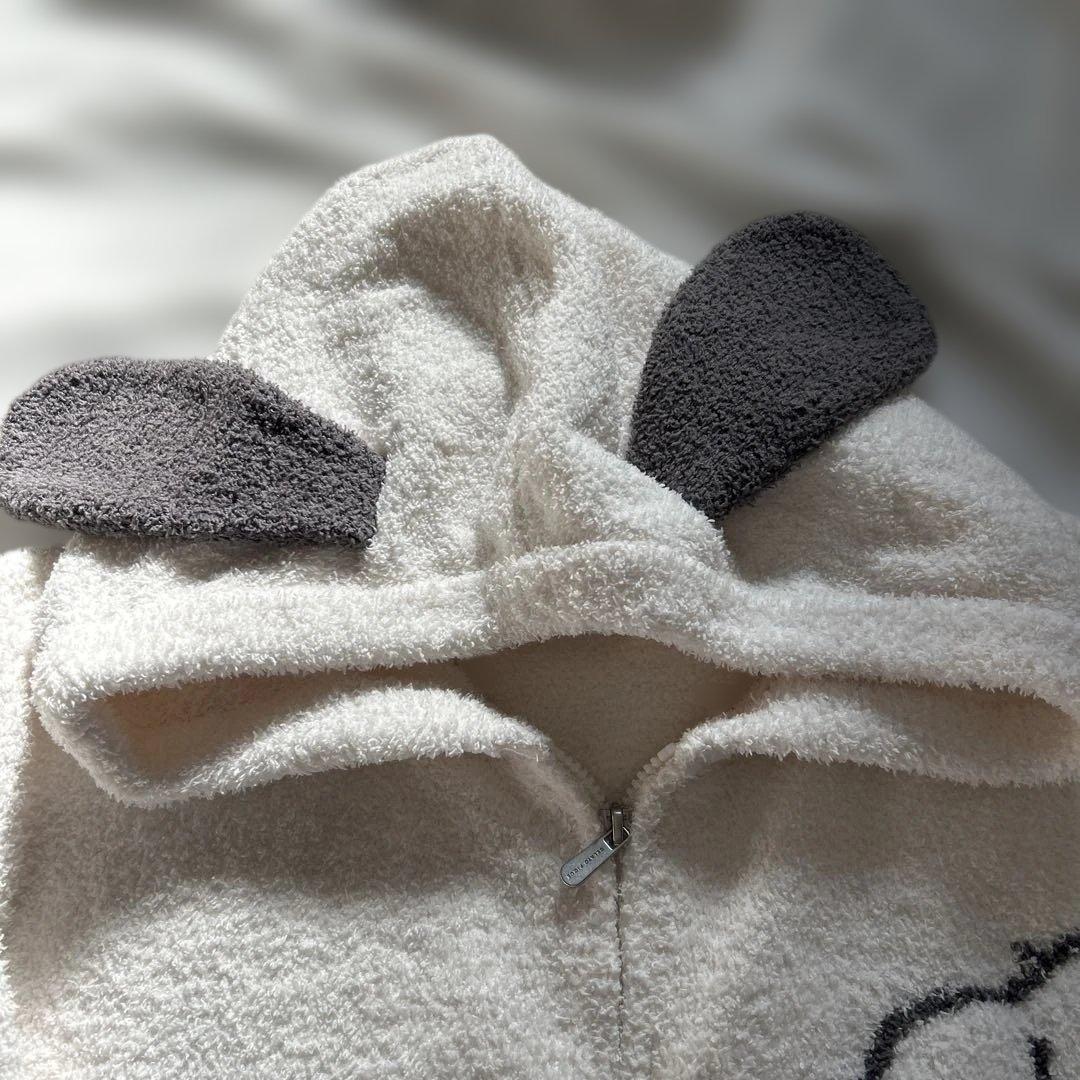 スヌーピー刺繍フード付きルームウェア　ジェラートピケ　フリース