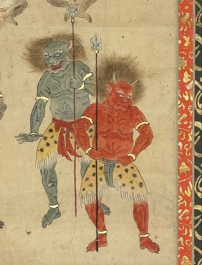 「江戸時代筆 彩色画 青面金剛図」1幅|庚申 真言宗 仏画 仏教美術 掛軸