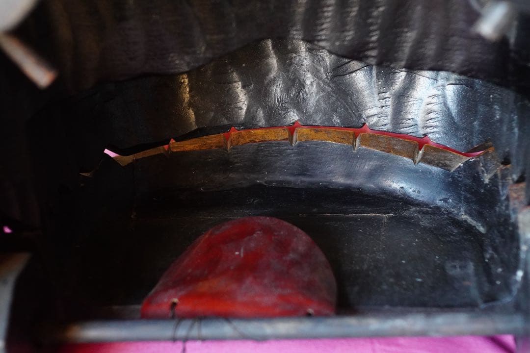 時代物　【一尺　獅子頭　①】　木彫　獅子舞　民藝　骨董品　古道具