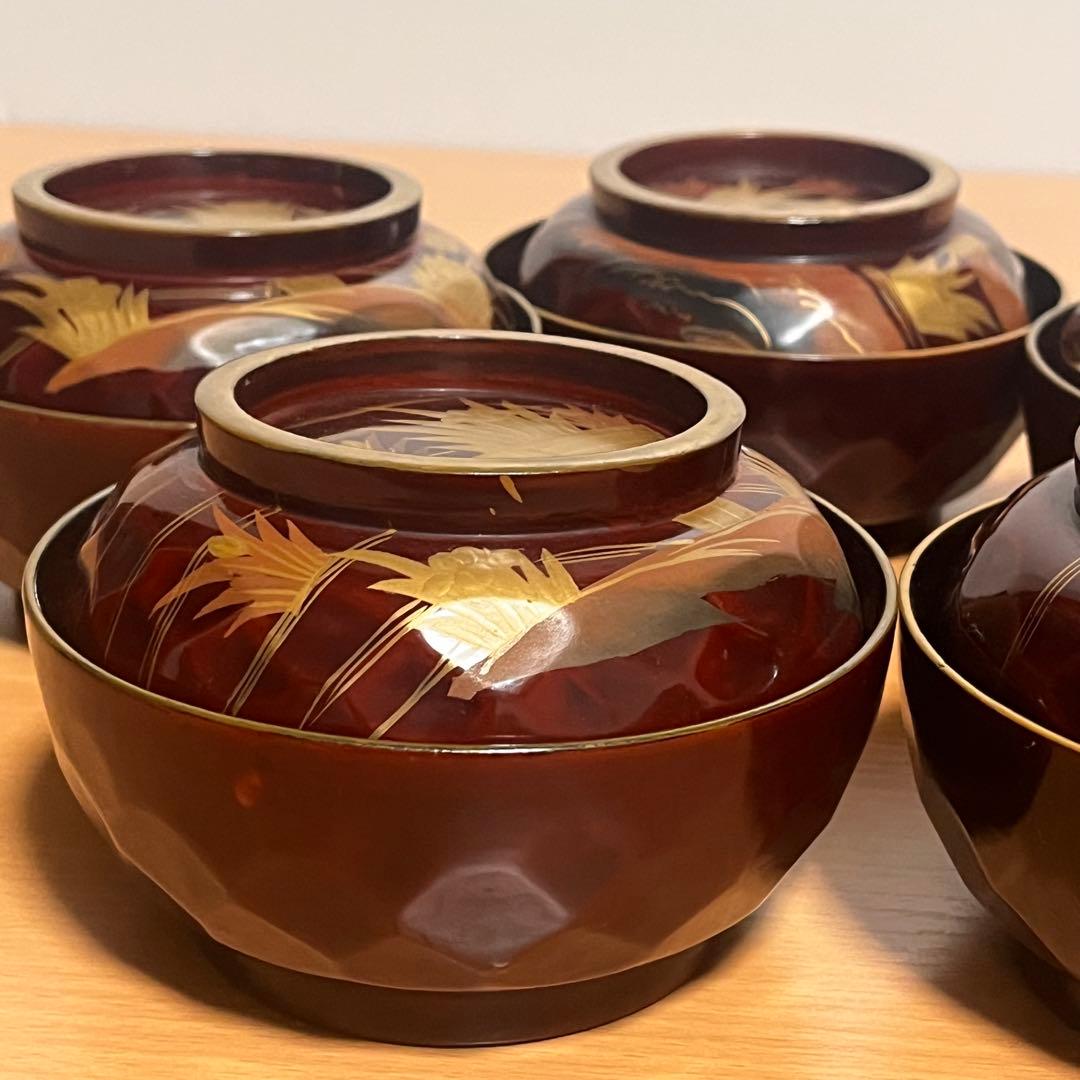 【輪島塗】希少　菖蒲 八橋図 金蒔絵 縁金 溜塗