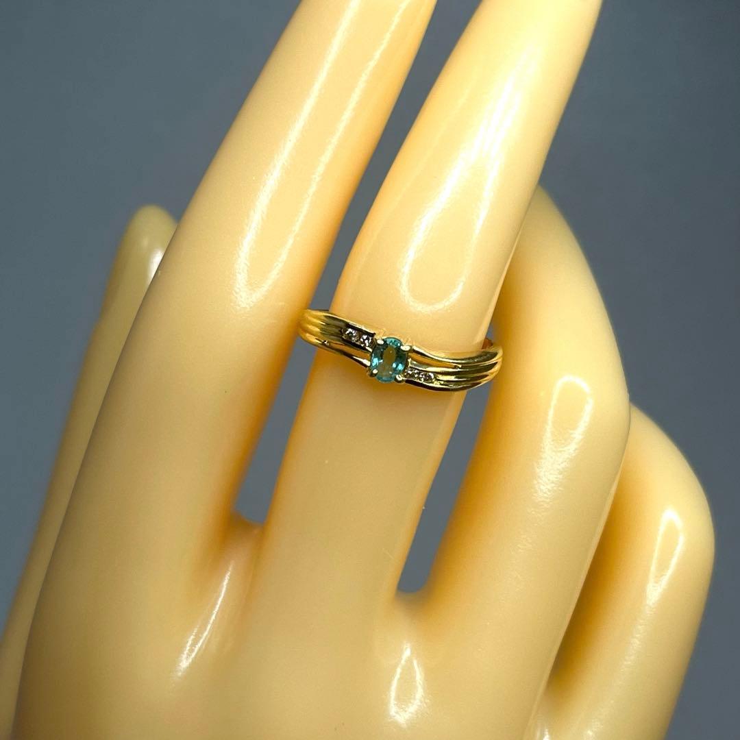 最終値引き66.パライバトルマリン ダイヤ K18 ジュエリーマキ リング