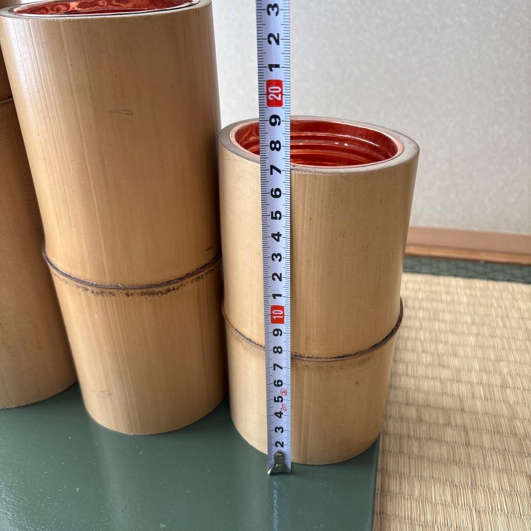 69 短三管筒　3本セット　竹製　華道　生花　格花　花器　水仙