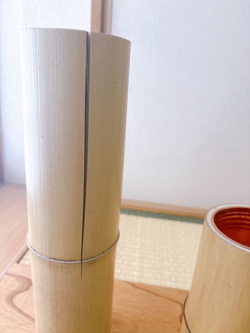 69 短三管筒　3本セット　竹製　華道　生花　格花　花器　水仙