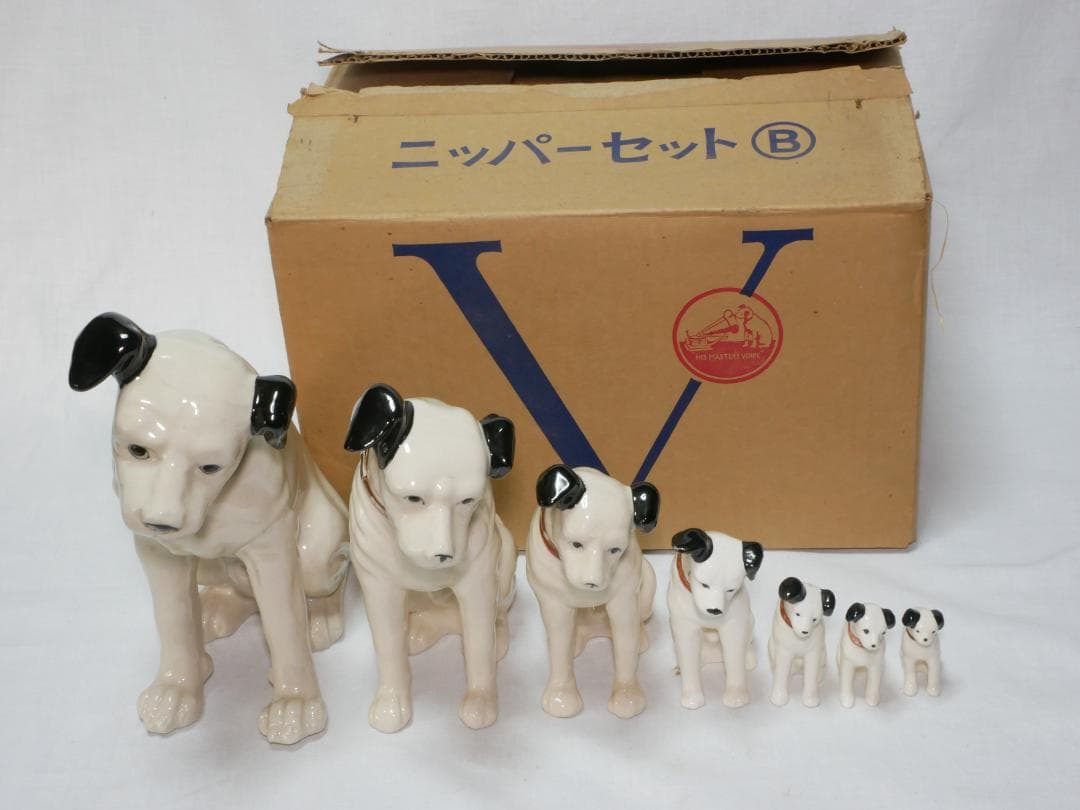 ビクター犬　ニッパー君　陶器置物　7匹　ビンテージ
