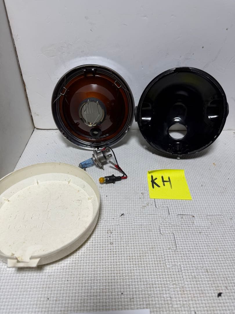 当時物希少シビエ凹みレンズ付きヘッドライト　KH250純正ライトケース付き