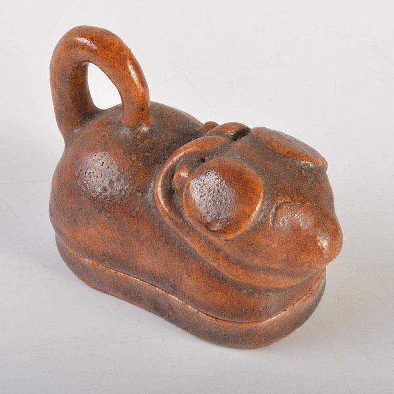 茶道具　大樋焼　九代　大樋長左衛門作　干支　戌　香合　共箱　C　6828