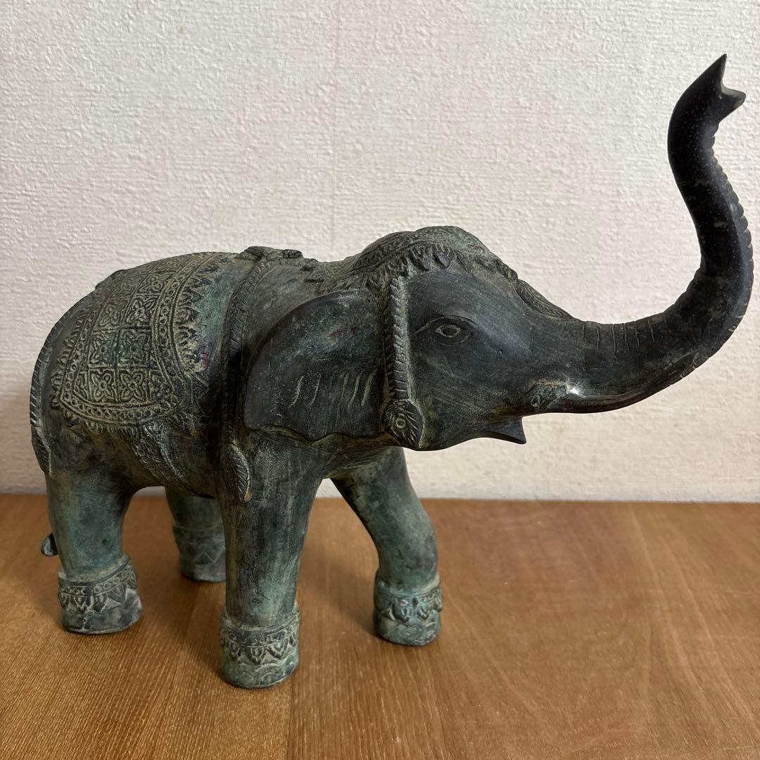 象の置物　青青銅
