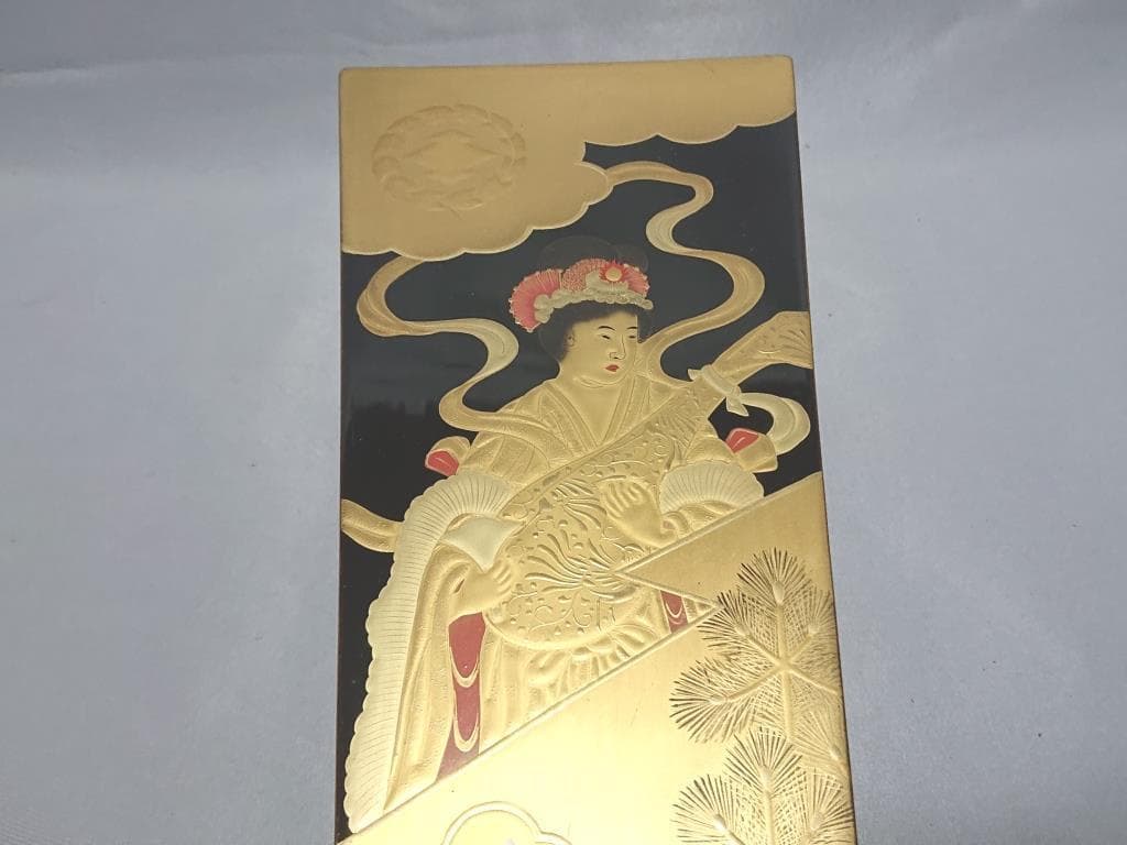 旧家蔵出し　羽子板　豪華蒔絵「天女の羽衣」木箱入り