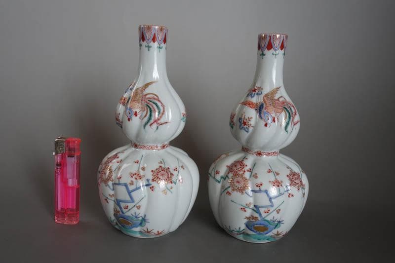 色絵花鳥文　瓔珞文　鳳凰文　神具　榊　花器　花瓶　酒器　徳利　２本　2425