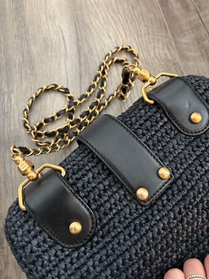 レア⭐︎CHANEL ラフィア素材GOLDチェーンバッグ