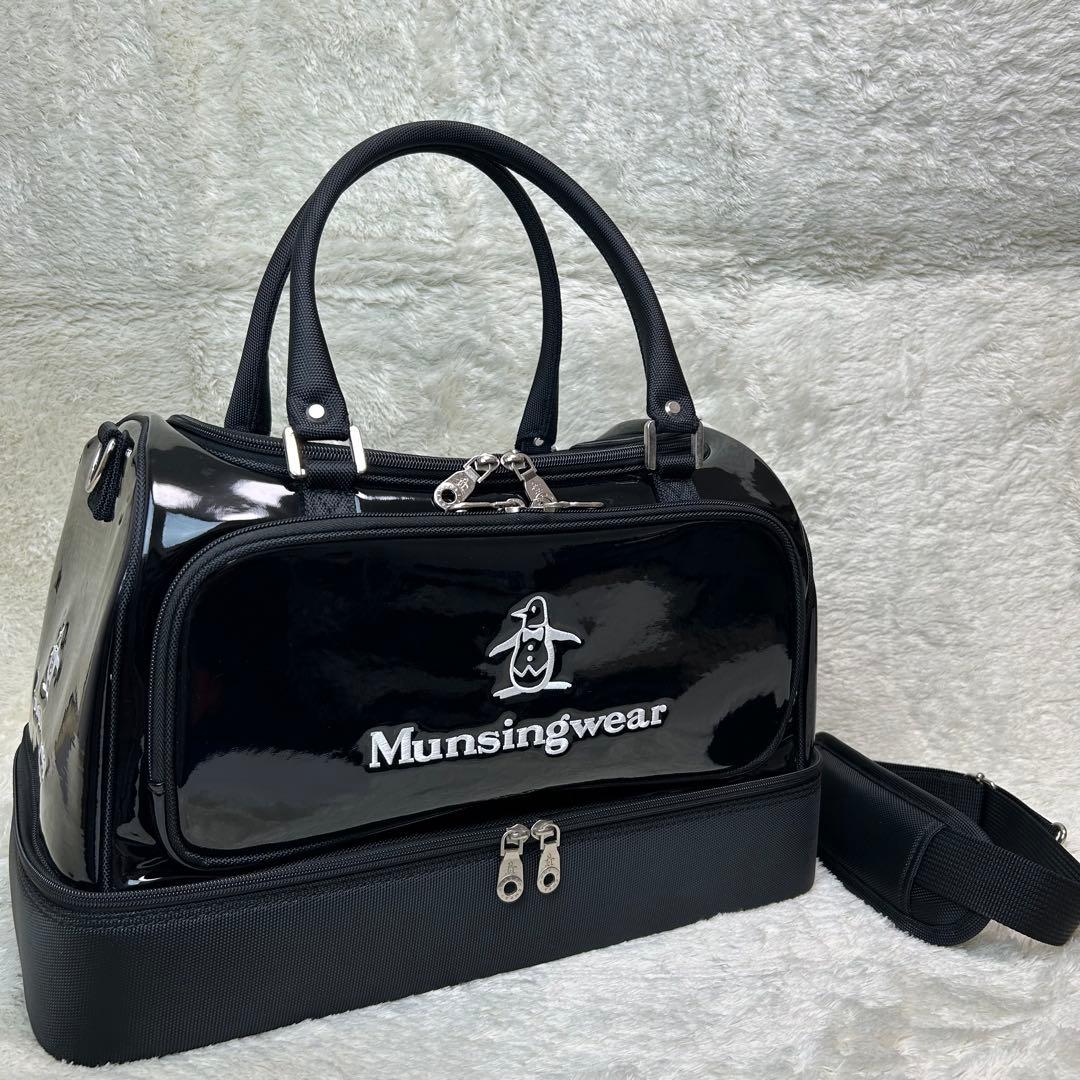 【美品】マンシングウェア　ゴルフ　エナメル　ボストンバッグ　2way