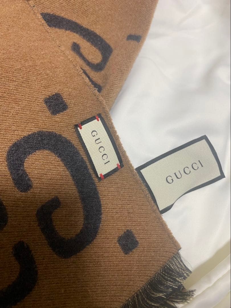 GUCCI GGジャカード ウールシルク マフラー スカーフ 男女兼用 正規品