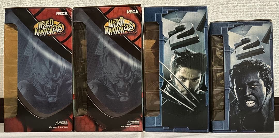 MARVEL　NECA　ボブルヘッド　スパイダーマン、X-MEN　4体セット
