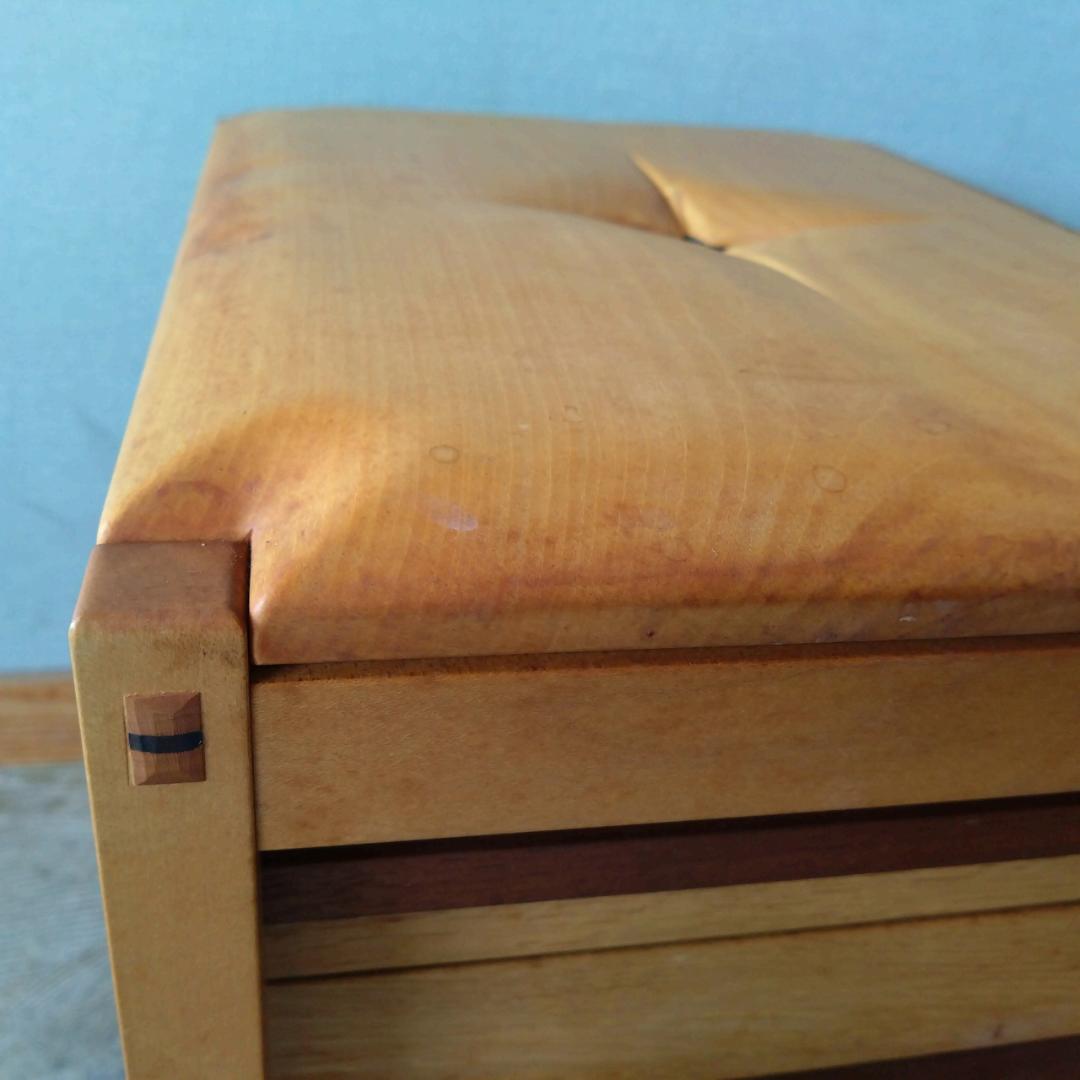 木製　スツール　引き出し付　組み木