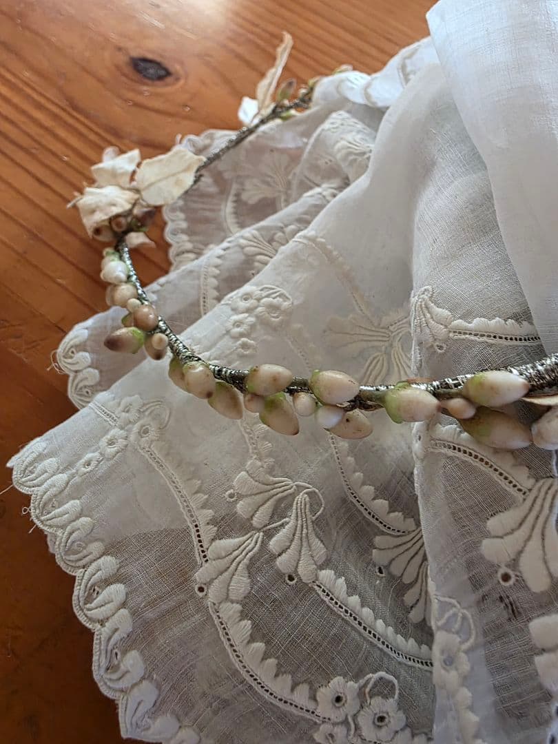 フランスアンティーク　ワックスフラワー　ティアラ　マリアージュ