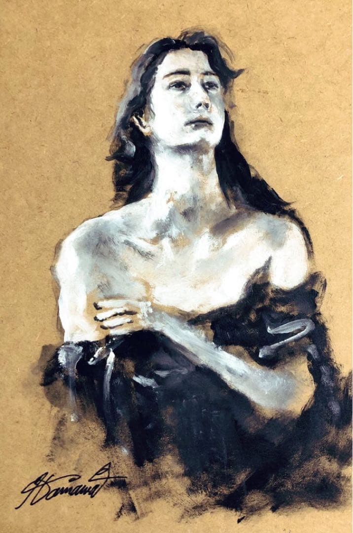 絵画　油絵　一点物　人物　micchan作