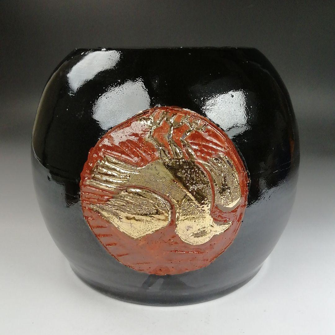 Ｔ８６６　水指　『干支　酉年』『八咫鳥』『瑞光窯　佐々木晨二 作』　共箱　茶道具