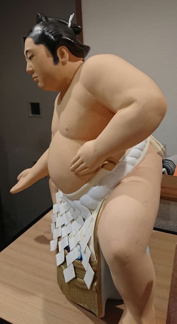 稀少 作家名有 博多人形 土俵入り 陶器製 横綱 フィギュア 約30cm