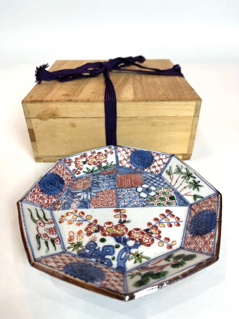 九谷焼　名匠　須田菁華　色絵　祥瑞松竹梅文皿