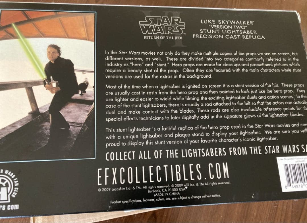 efx社　ルーク・スカイウォーカー EP6版V2スタントライトセーバー（樹脂製）