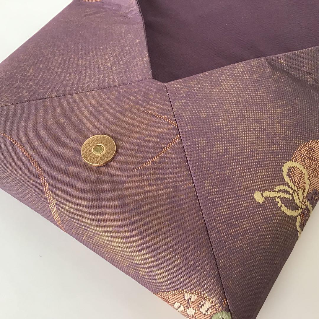 袋帯 結婚式バッグ 数寄屋袋　茶道 初釜 仕覆 未使用正絹袋帯 リメイク348