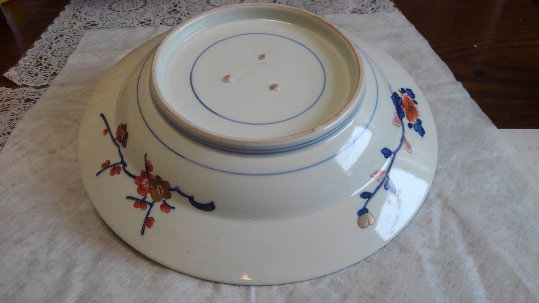 伊万里色絵金彩花籠皿