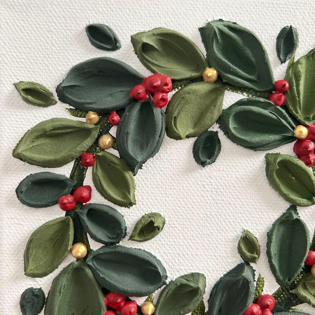 Christmas wreath 絵画原画 アクリル画テクスチャーアート