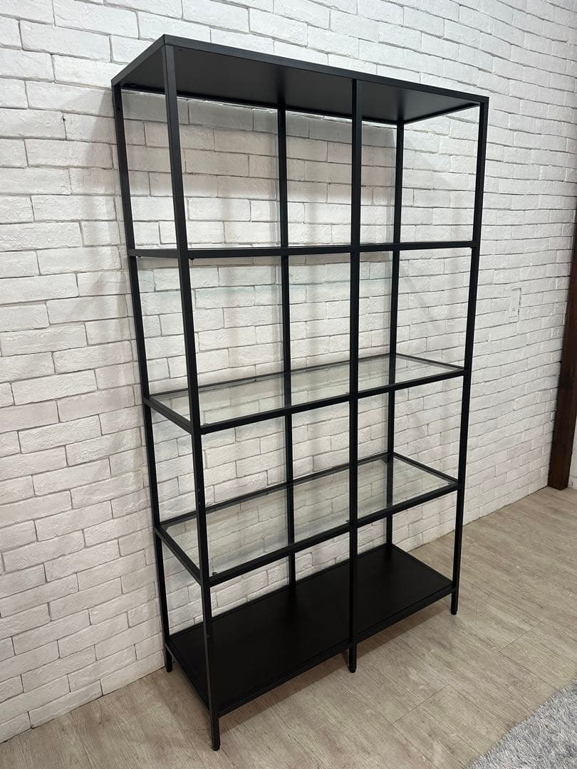 ②【東京都内23区配送無料】イケア　棚　ガラス　陳列　本棚　収納　ディスプレイ
