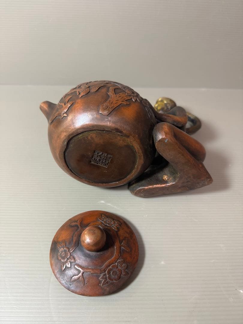 2856 中国骨董　大清乾隆銘　純銅製　聖女　急須　時代物