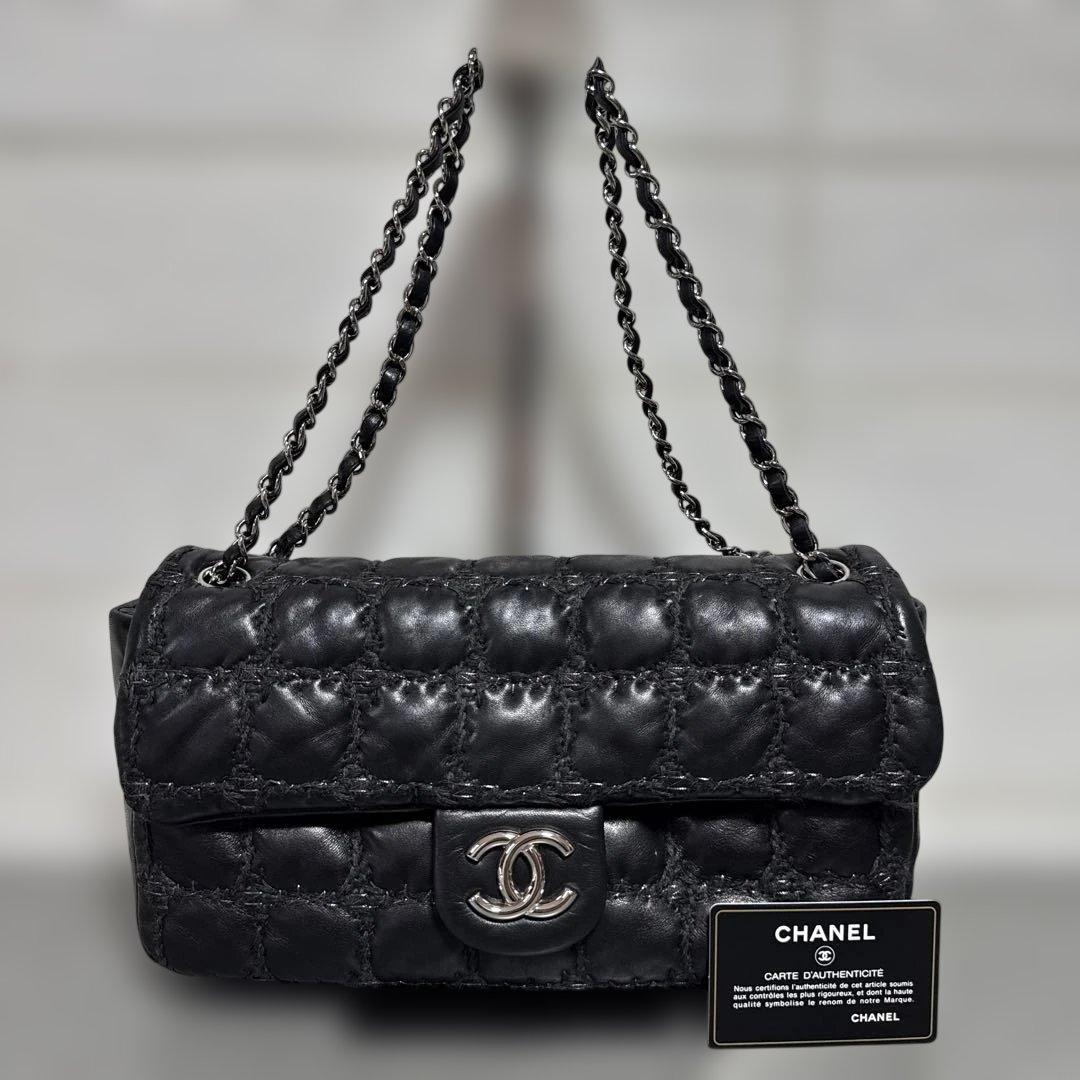 CHANEL シャネル　チェーンショルダーバッグ チョコバー　ツイードステッチ