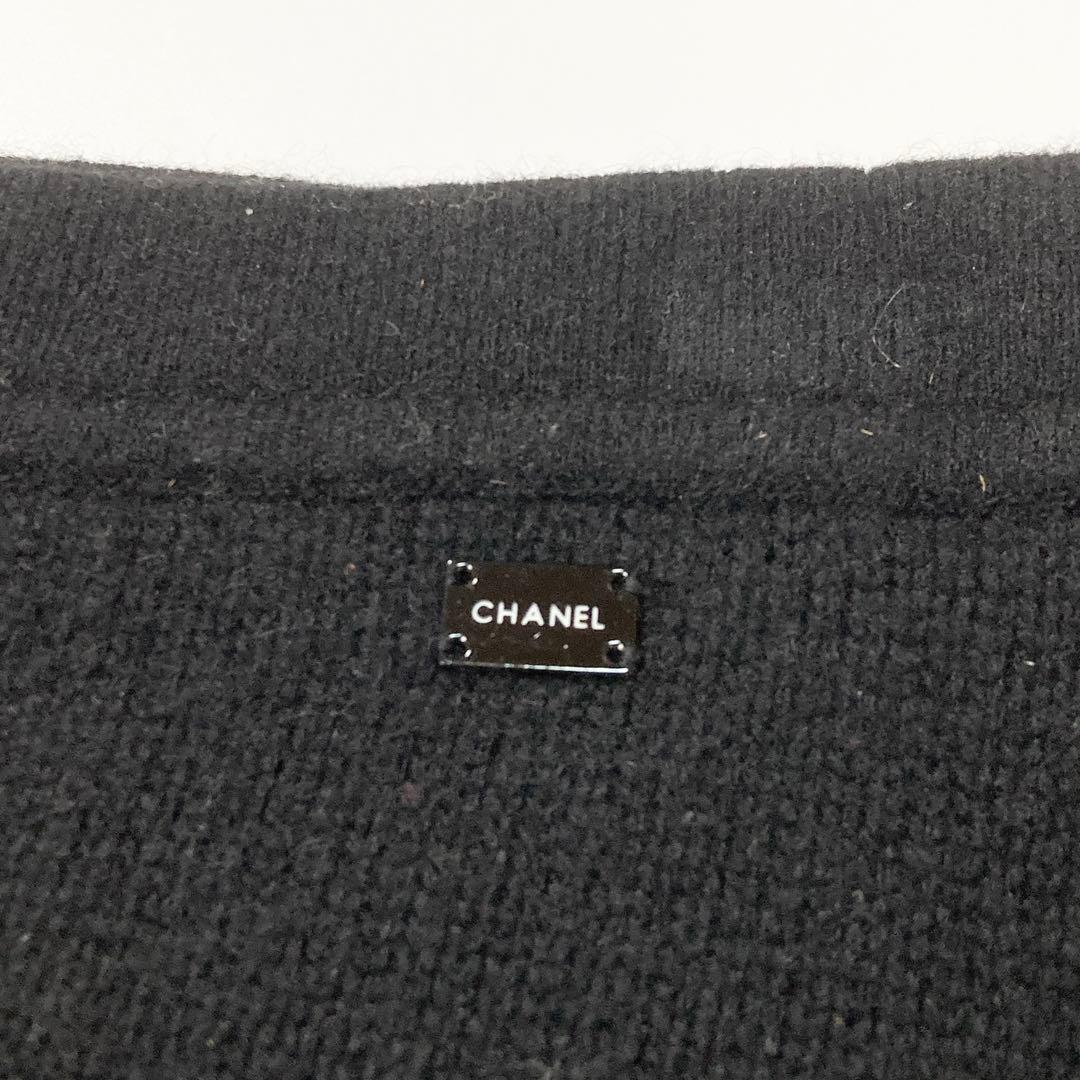 CHANEL 06C レースニットスカート ロゴプレート カシミヤ モヘア 40