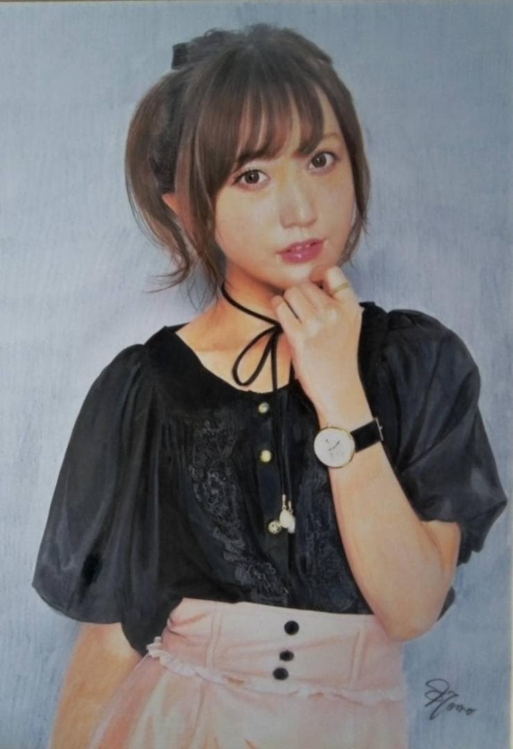 清楚なポニーテール美女＃3　色鉛筆画