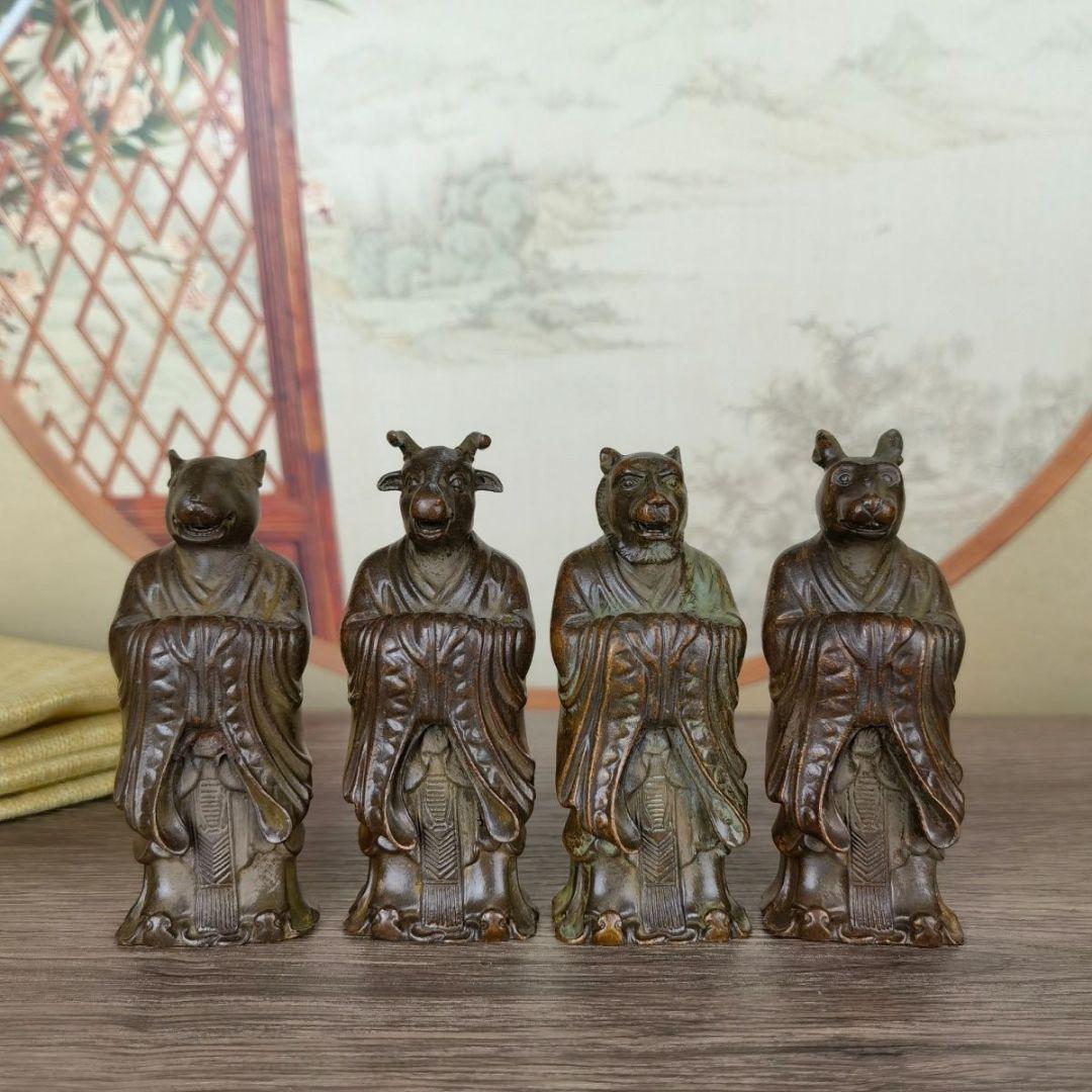 銅製 十二十二干支 茶台 玄関 博古架 装飾品 工芸品 置物