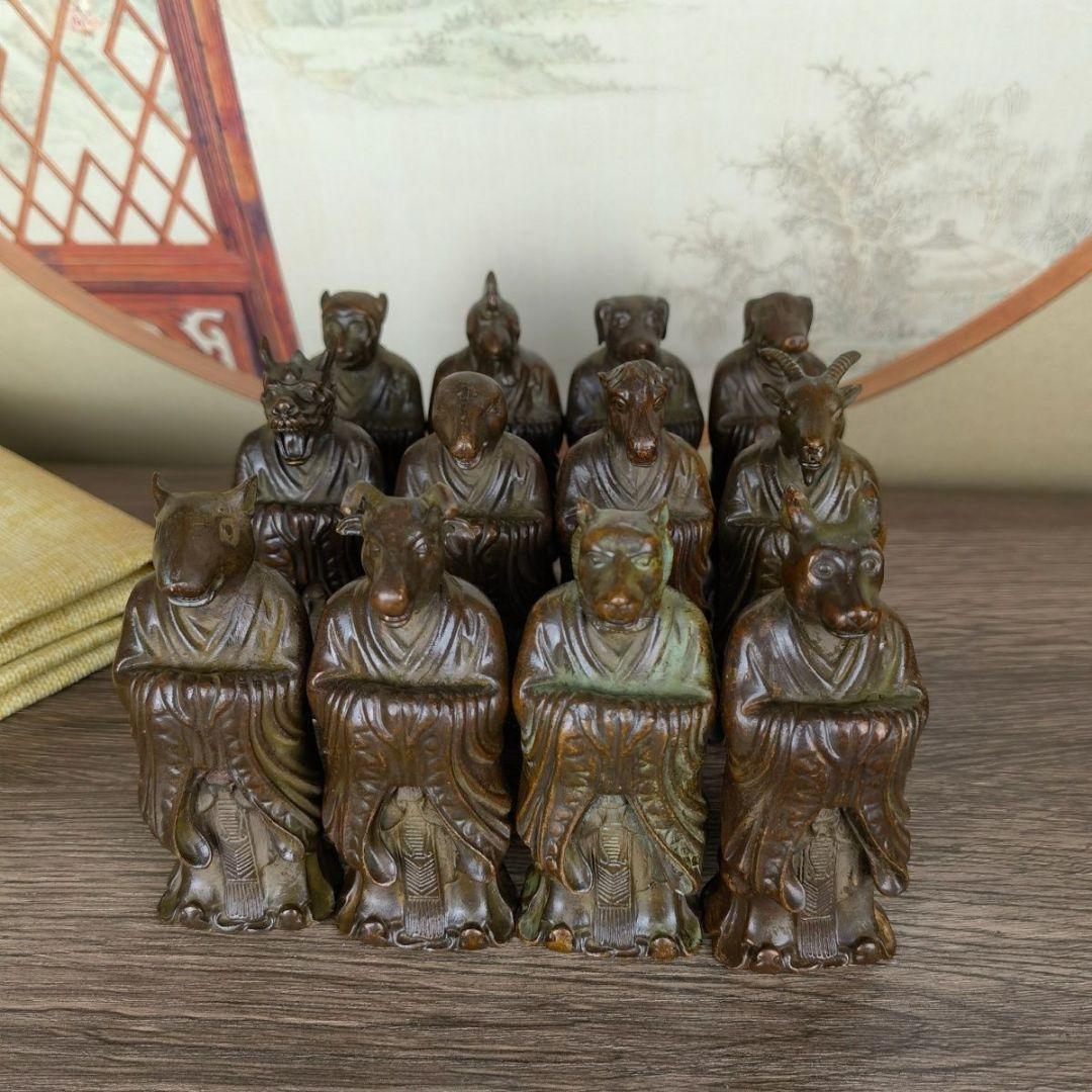 銅製 十二十二干支 茶台 玄関 博古架 装飾品 工芸品 置物