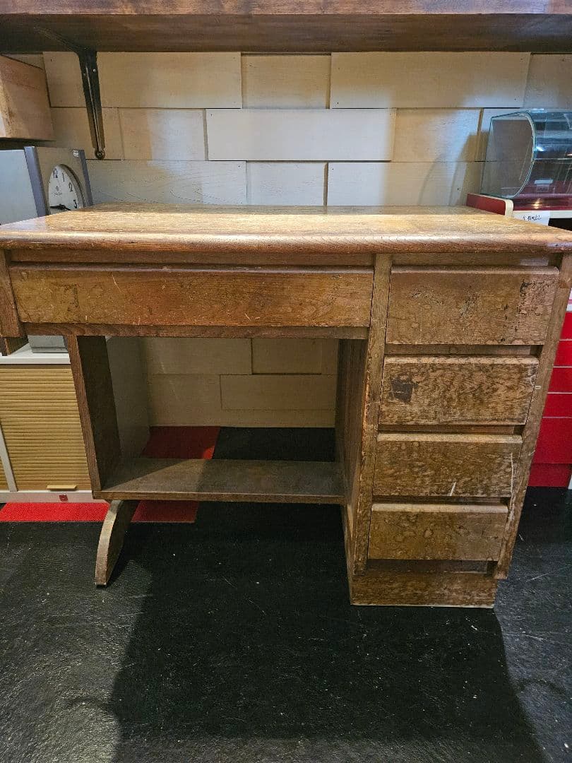 デスク　机　学習机　引き出し　テーブル　作業台　木製　昭和レトロ　アンティーク
