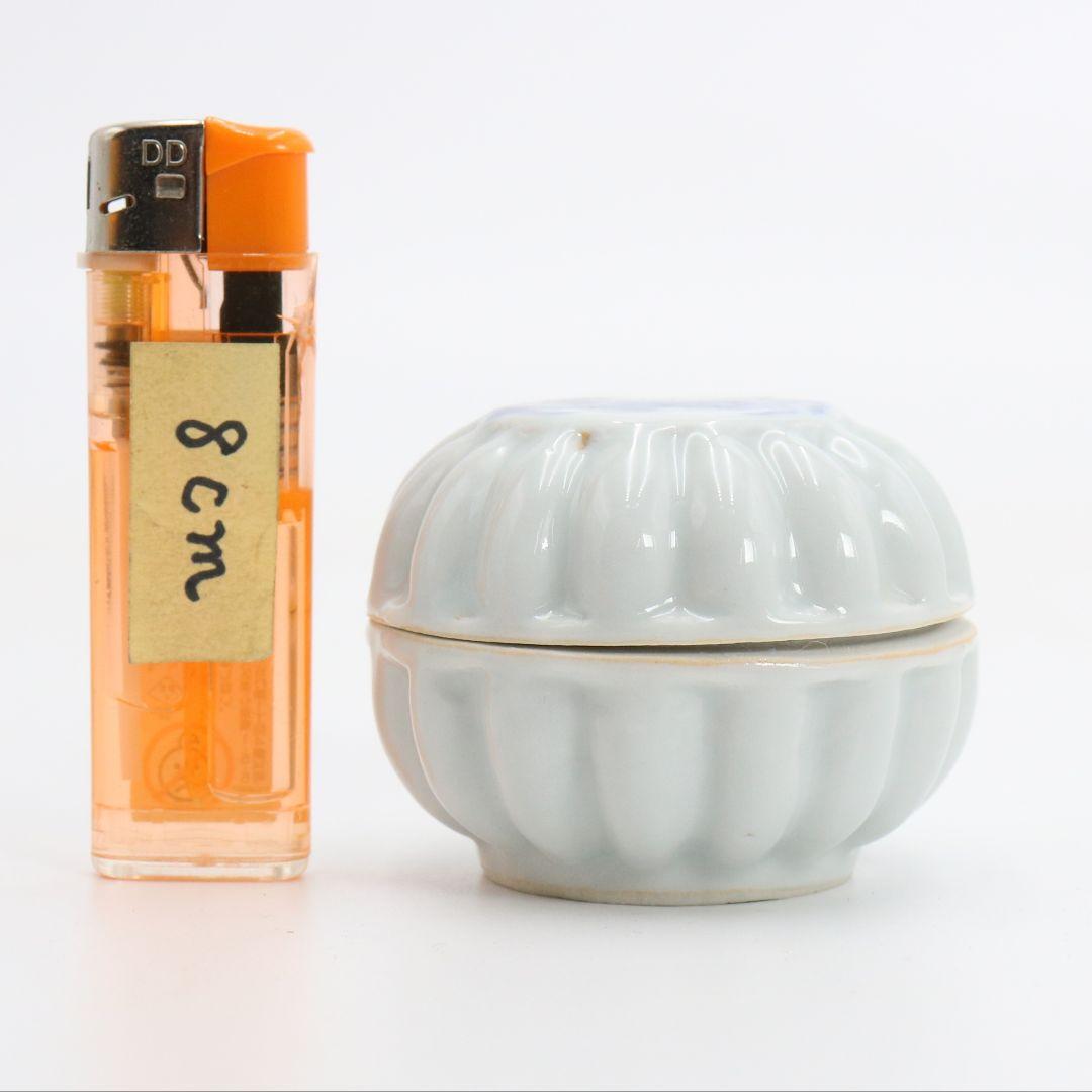 須田菁華作 呉須蟹絵香合 染付 茶道具 共箱　AY339　NT2