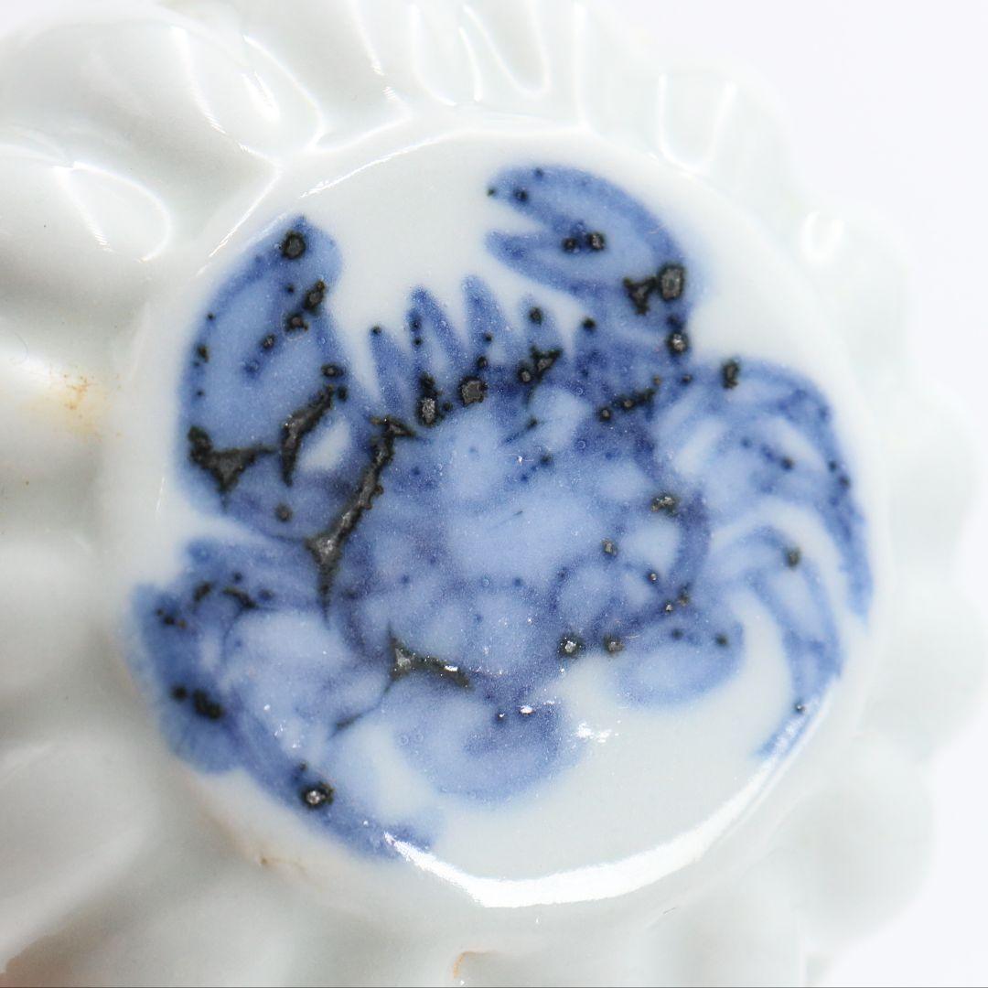 須田菁華作 呉須蟹絵香合 染付 茶道具 共箱　AY339　NT2