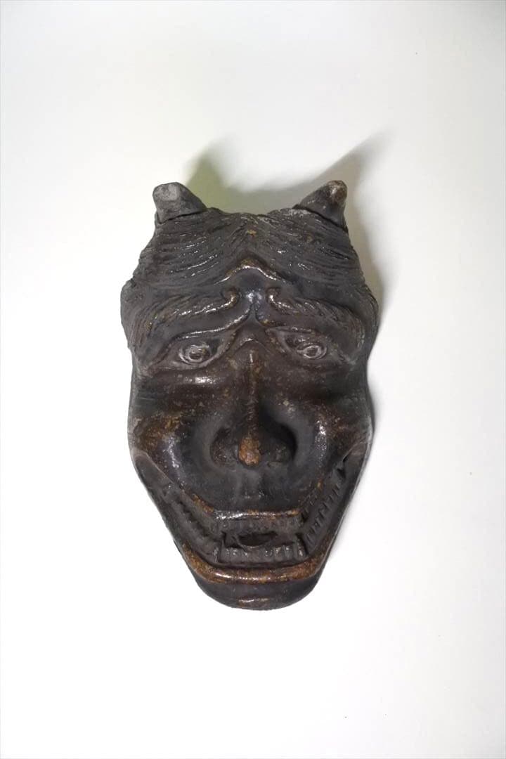 アンティーク　鬼面　掛花生　陶磁器 a