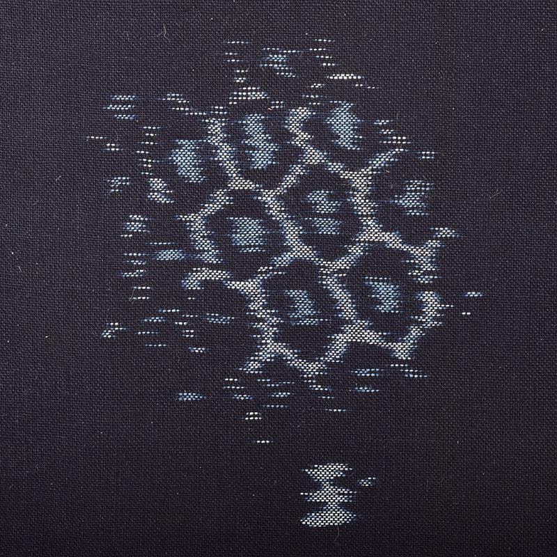 人間国宝　松枝玉記　藍染　久留米絣　綿織物　月兎　馬　額装　2点　CR7561B