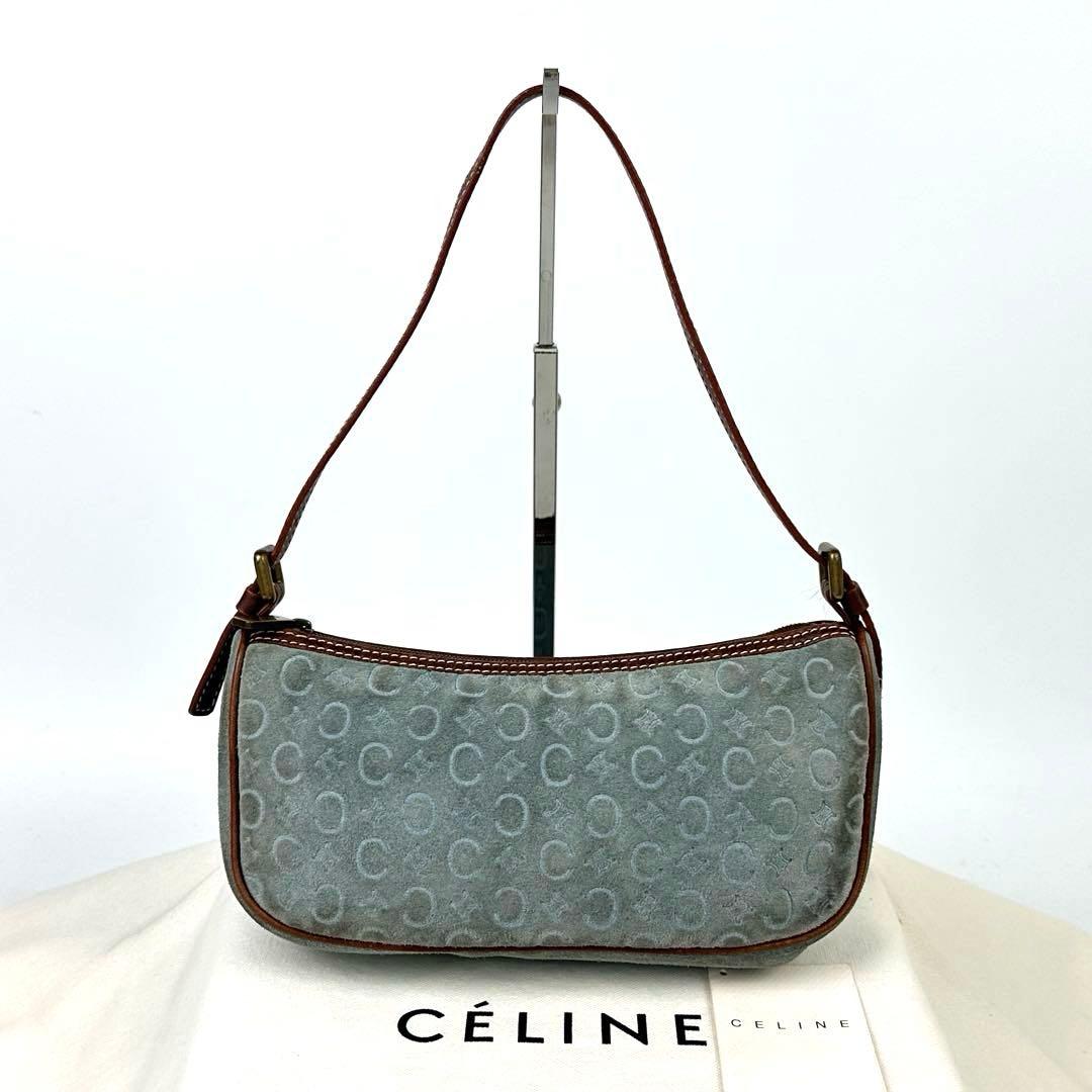 【人気】セリーヌ　アクセサリーポーチ　C　マカダム　サルキー　スエード　レザー