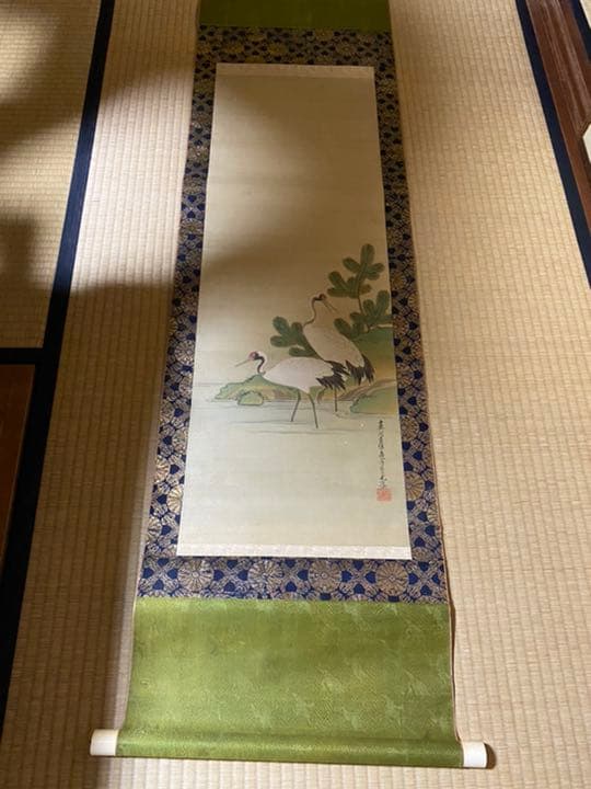 掛け軸　双鶴図