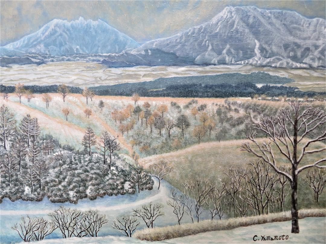 作者不明（　C YAMAMOTOサイン）　「五岳を望む」　油彩　P12号