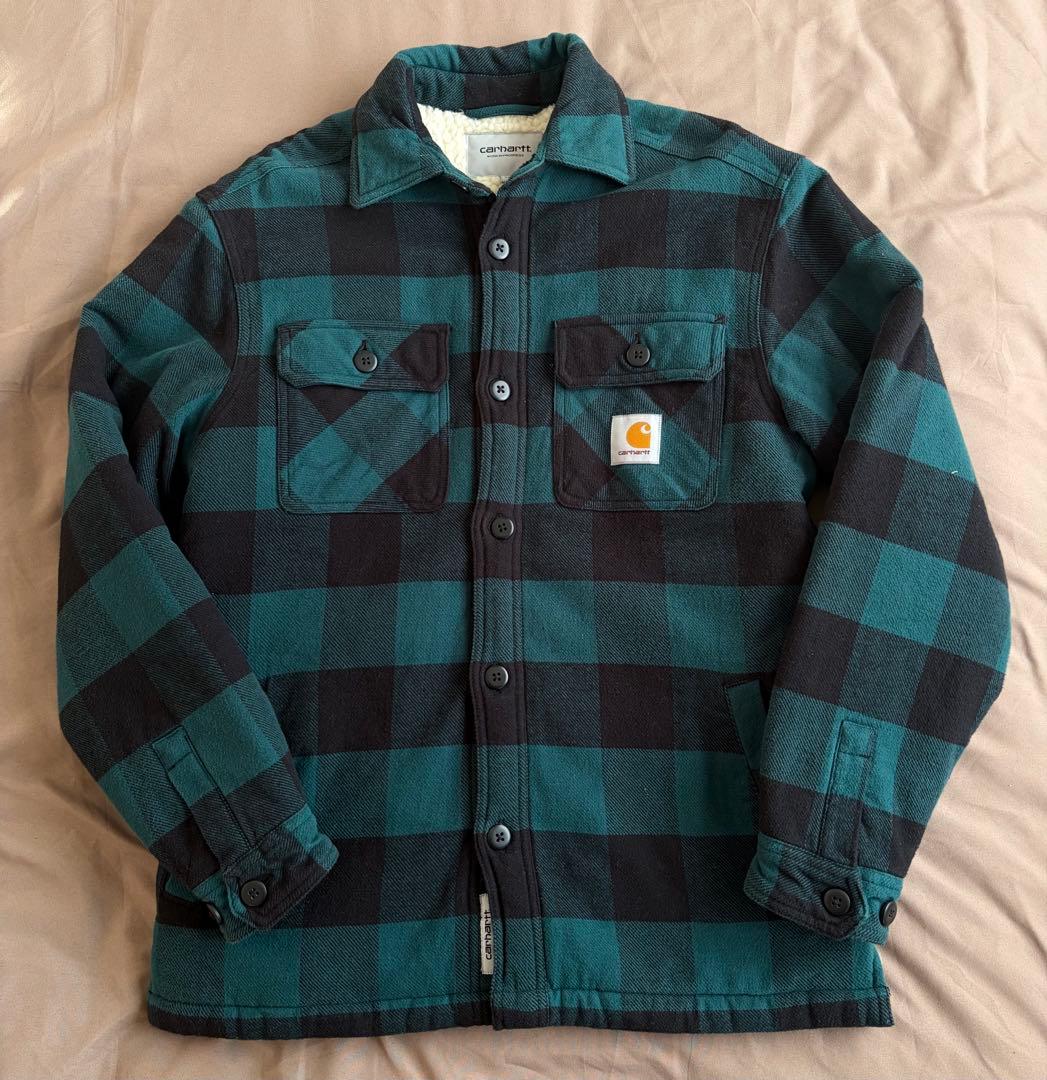 Carhartt ブロックチェックジャケット XS グリーン