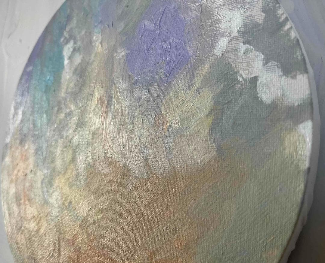 油彩 絵画 『空』丸形アートパネル 直径25cmインテリア 絵画 原画